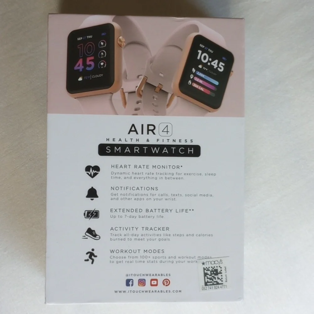 NWT iTouch Wearables Air 4 Smartwatch Blush